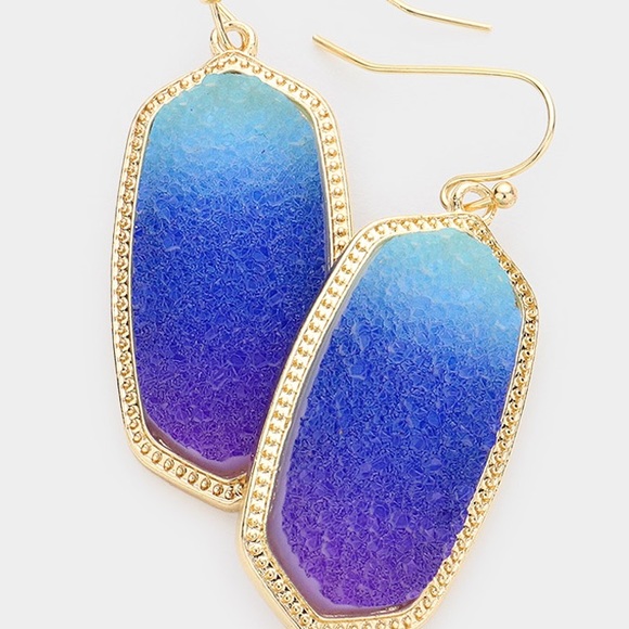 Ombré druzy hexagon earrings - Picture 2 of 3